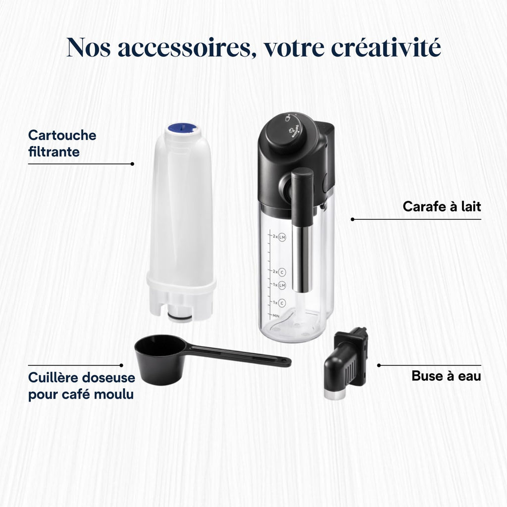 CaffeMecano - Magnifica Evo - Perfetto Machine à Café Automatique avec LatteCrema Mousseur à Lait Automatique, Argent et Noir