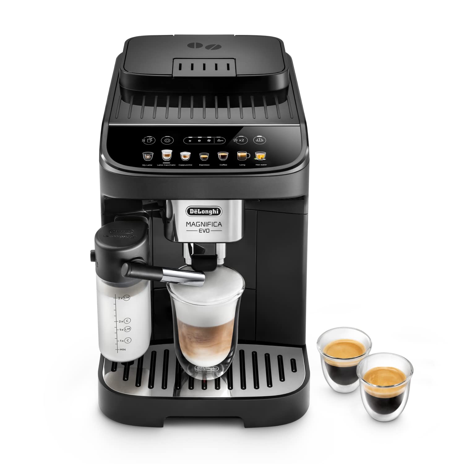 CaffeMecano - Magnifica Evo, Machine à Café et Cappucino avec Broyeur à Grains, Noir
