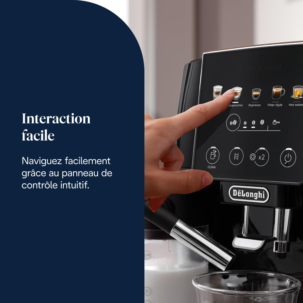 CaffeMecano - Magnifica Start - Perfetto Machine à Café Automatique avec LatteCrema Mousseur à Lait Automatique, Noir
