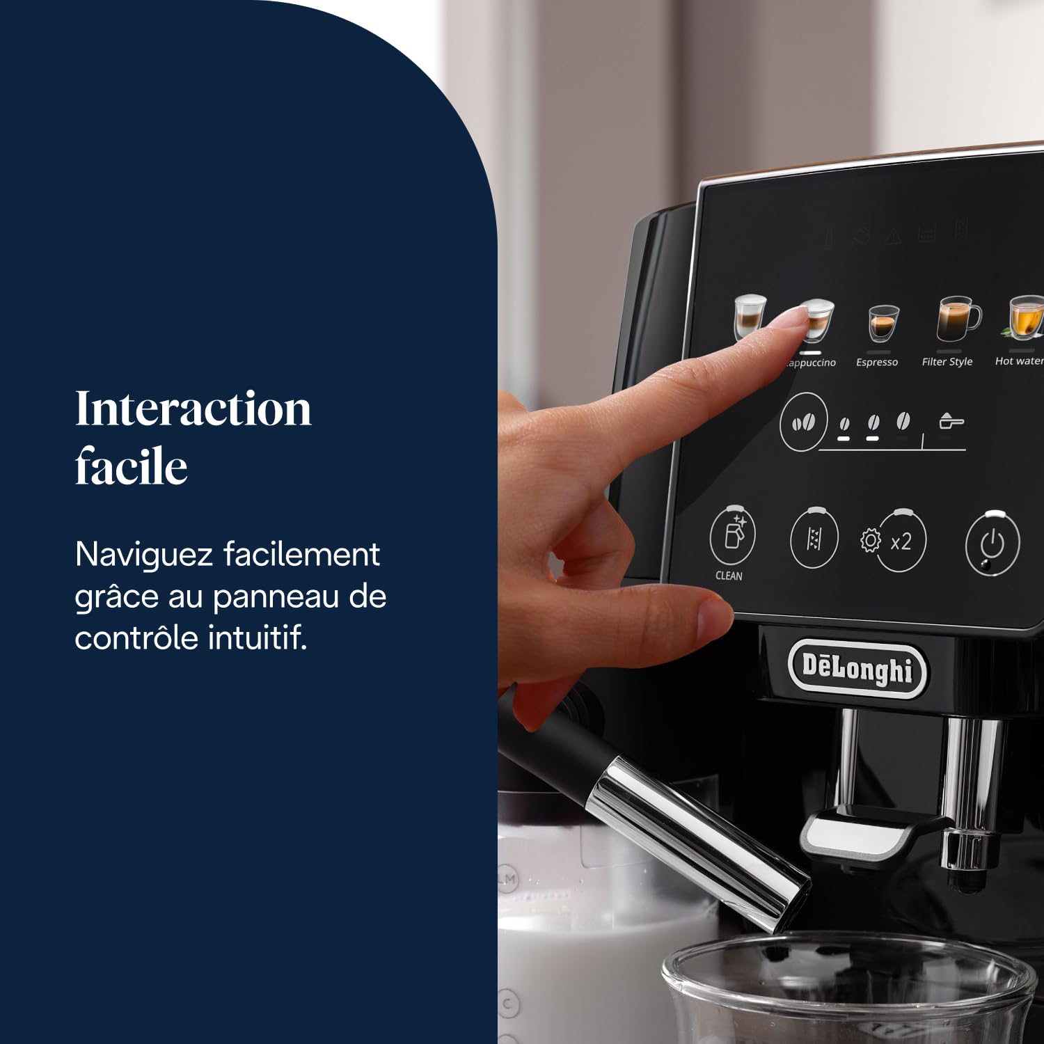 CaffeMecano - Magnifica Start - Perfetto Machine à Café Automatique avec LatteCrema Mousseur à Lait Automatique, Noir