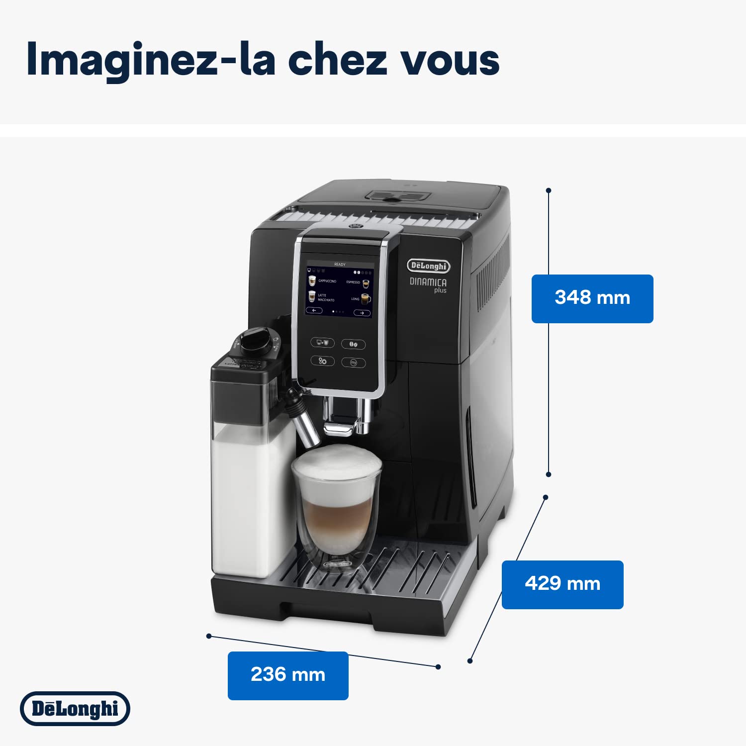 CaffeMecano - Dinamica Plus, Machine Expresso avec Broyeur, Système LatteCrema,, 1.8l, Noir
