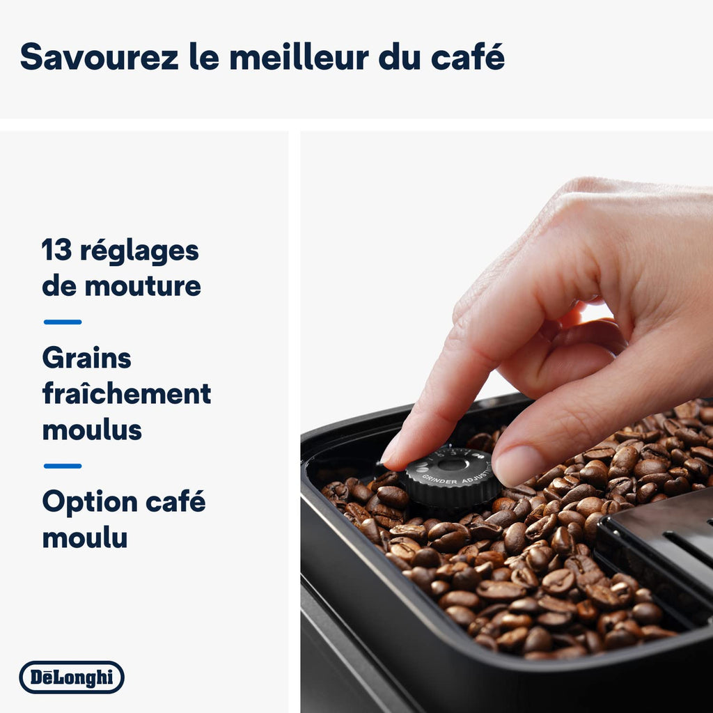 CaffeMecano - Magnifica Evo, Machine à Café et Cappucino avec Broyeur à Grains, Noir