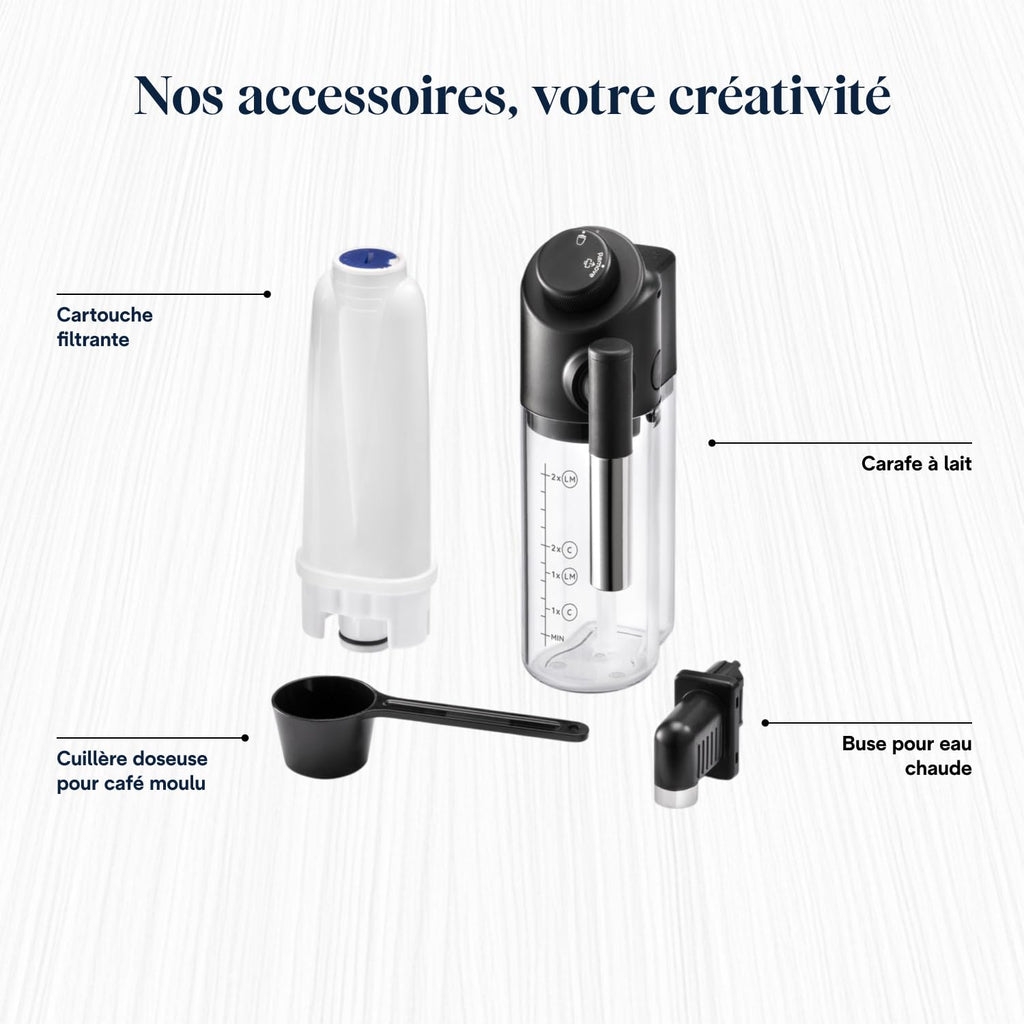 CaffeMecano - Magnifica Start - Perfetto Machine à Café Automatique avec LatteCrema Mousseur à Lait Automatique, Noir