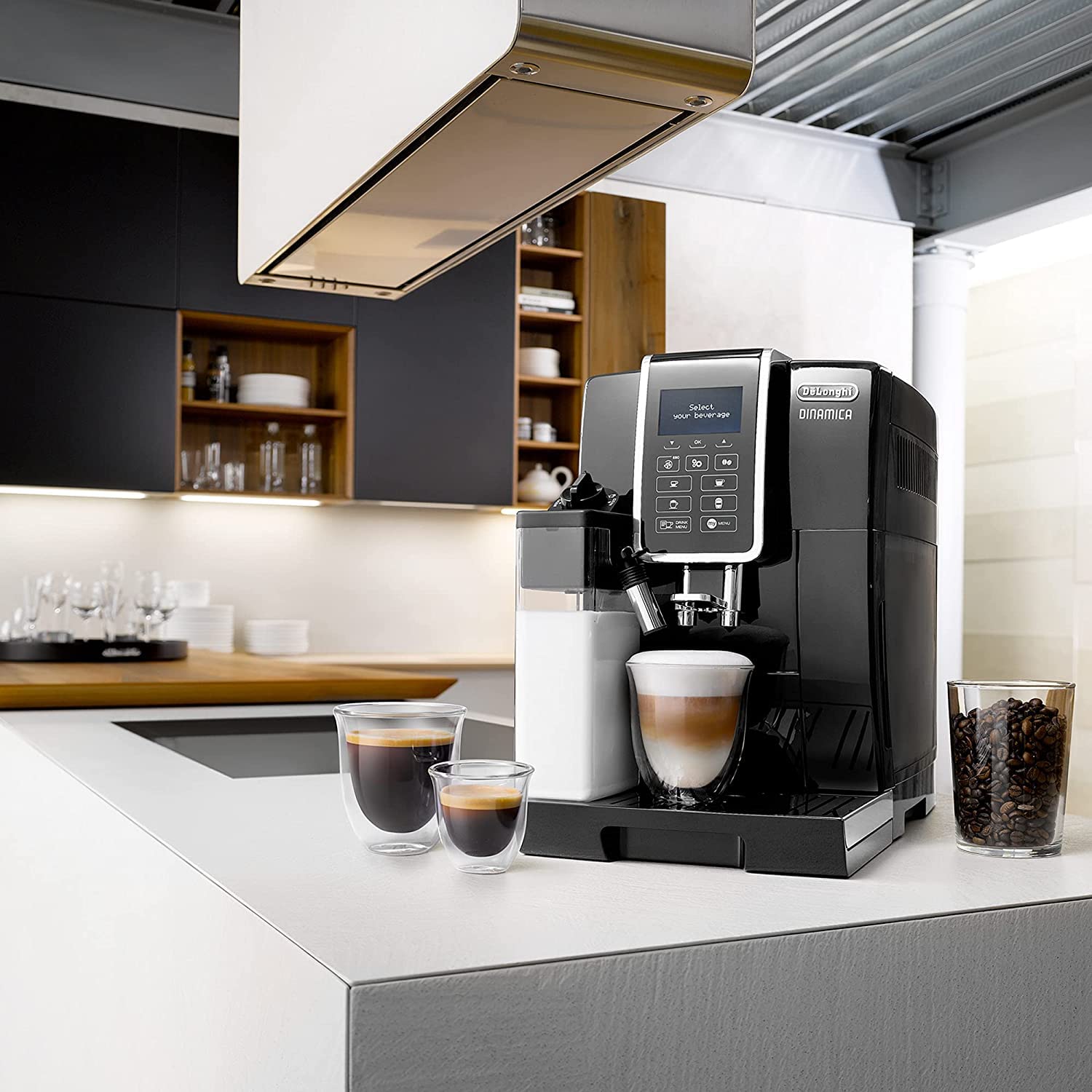 CaffeMecano - Dinamica Machine a Café Grain Cappuccino et Expresso, 1.8L, Noir