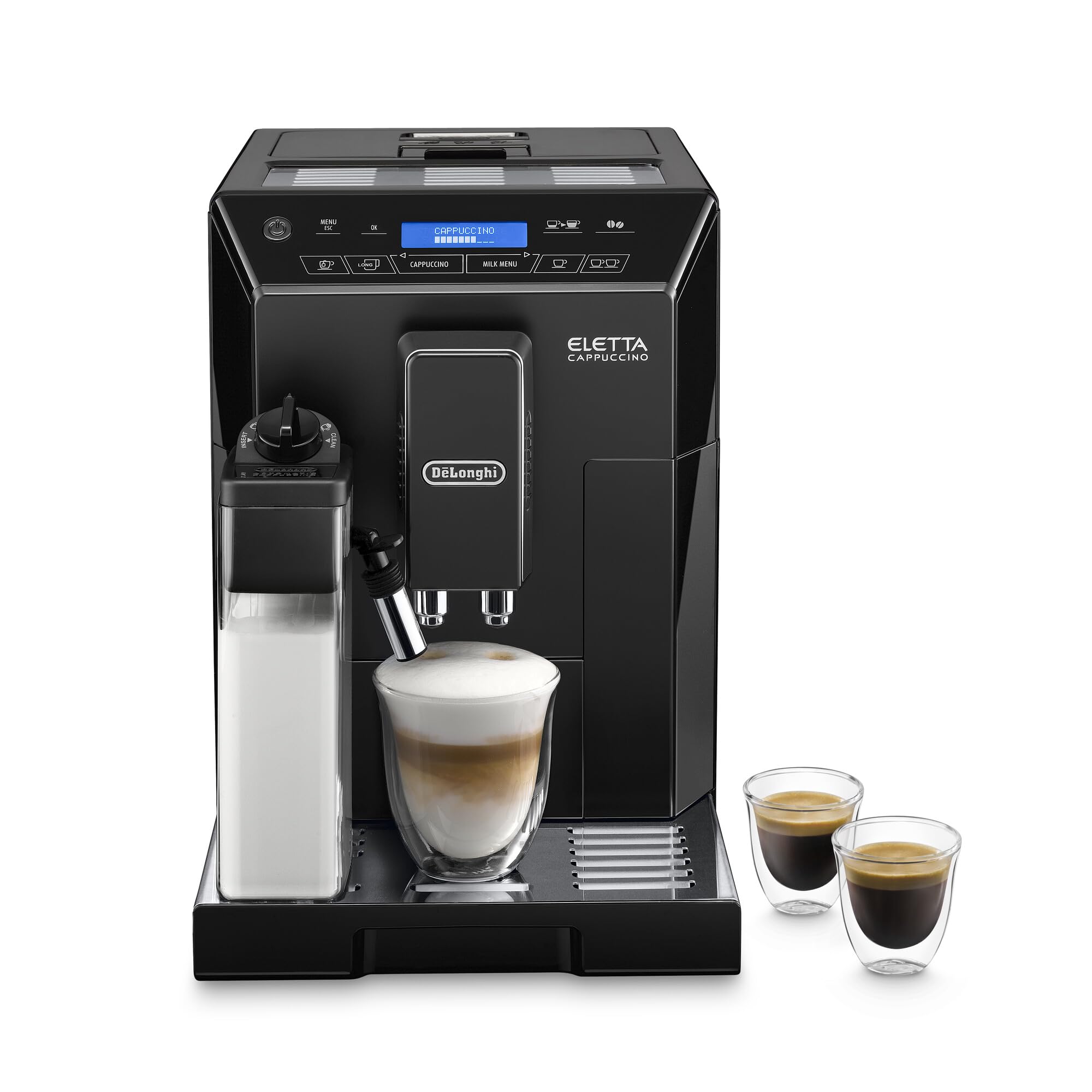 CaffeMecano - Eletta, Machine expresso avec broyeur, technologie exclusive boissons lactées, 2L,Noir