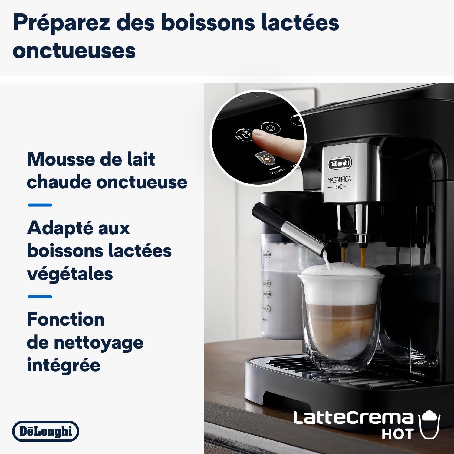 CaffeMecano - Magnifica Evo, Machine à Café et Cappucino avec Broyeur à Grains, Noir