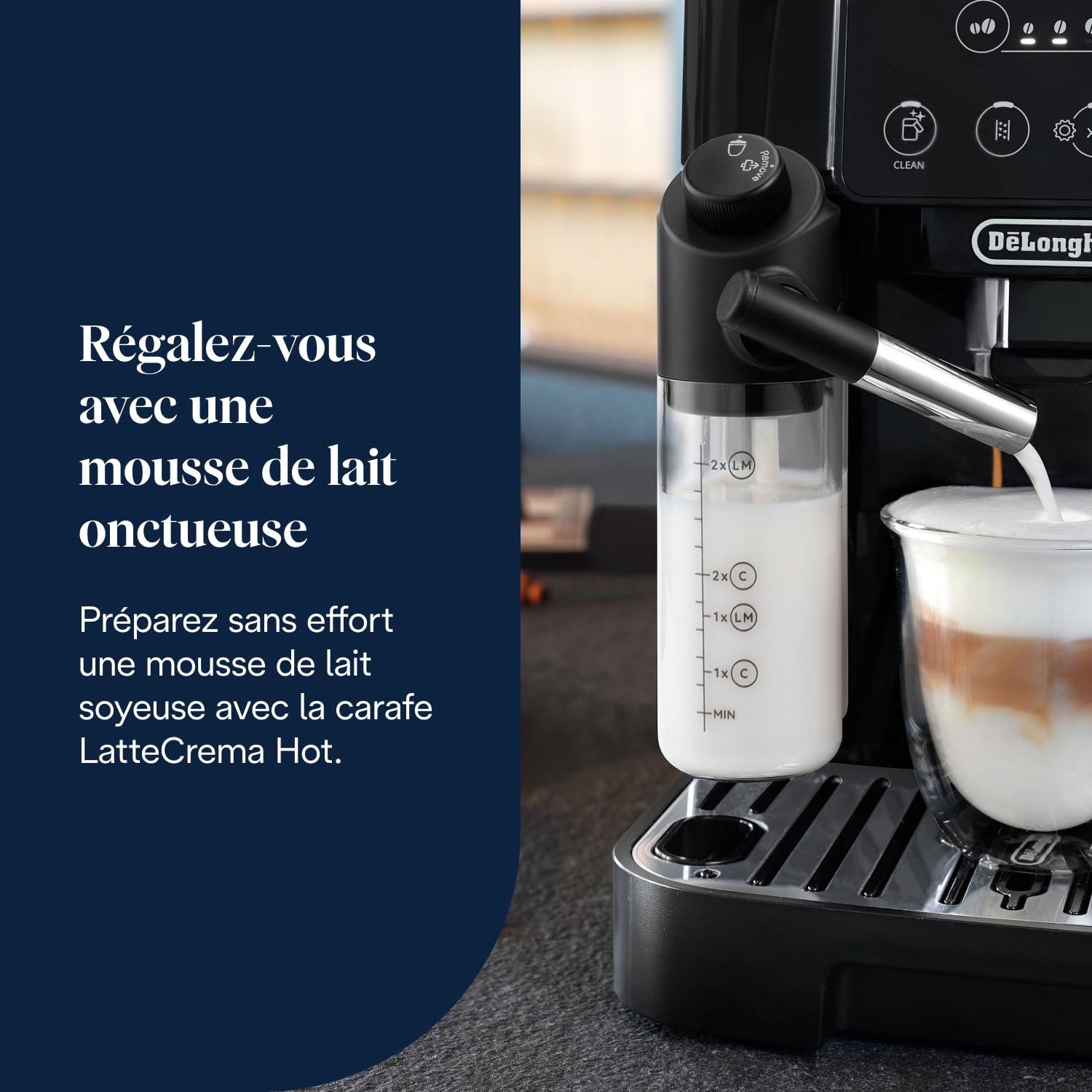 CaffeMecano - Magnifica Start - Perfetto Machine à Café Automatique avec LatteCrema Mousseur à Lait Automatique, Noir