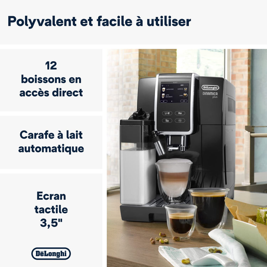 CaffeMecano - Dinamica Plus, Machine Expresso avec Broyeur, Système LatteCrema,, 1.8l, Noir