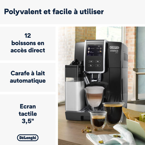 CaffeMecano - Dinamica Plus, Machine Expresso avec Broyeur, Système LatteCrema,, 1.8l, Noir