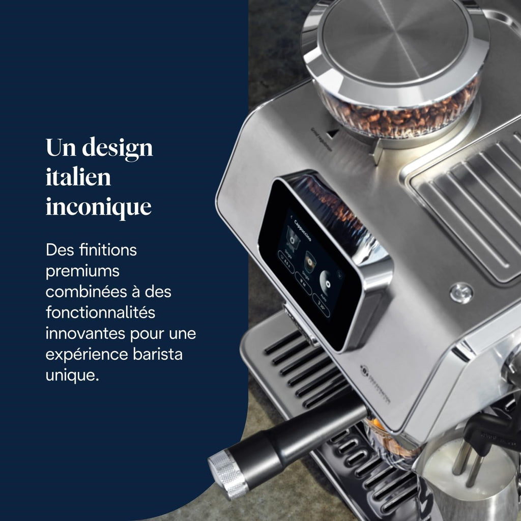CaffeMecano - La Specialista Touch Machine à expresso avec moulin à café, fonction Cold Brew, métal