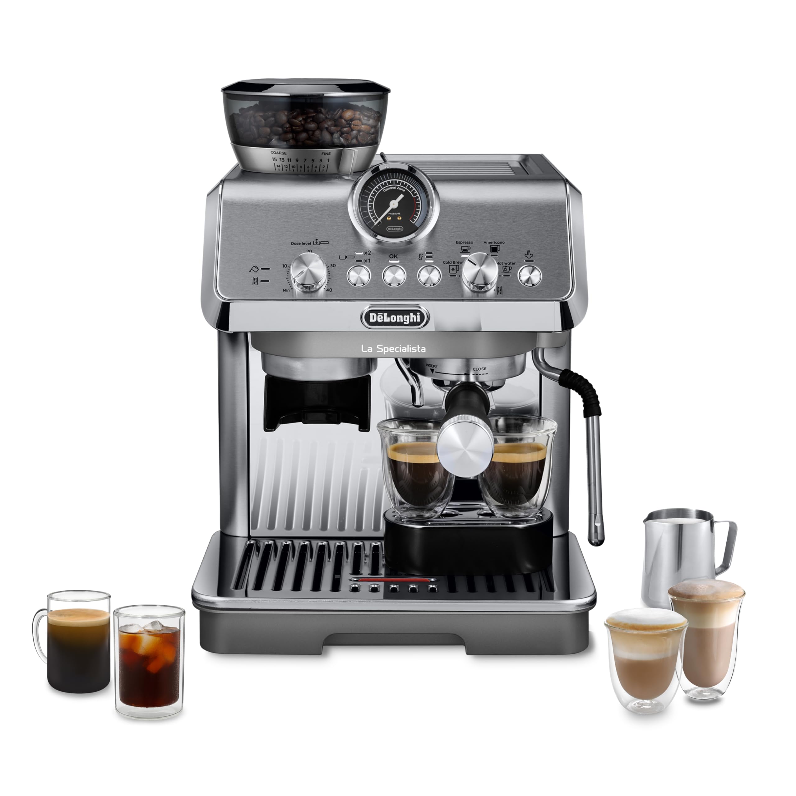 CaffeMecano - La Specialista Arte Evo, Machine à Café Espresso avec Fonction Cold Brew, Métal