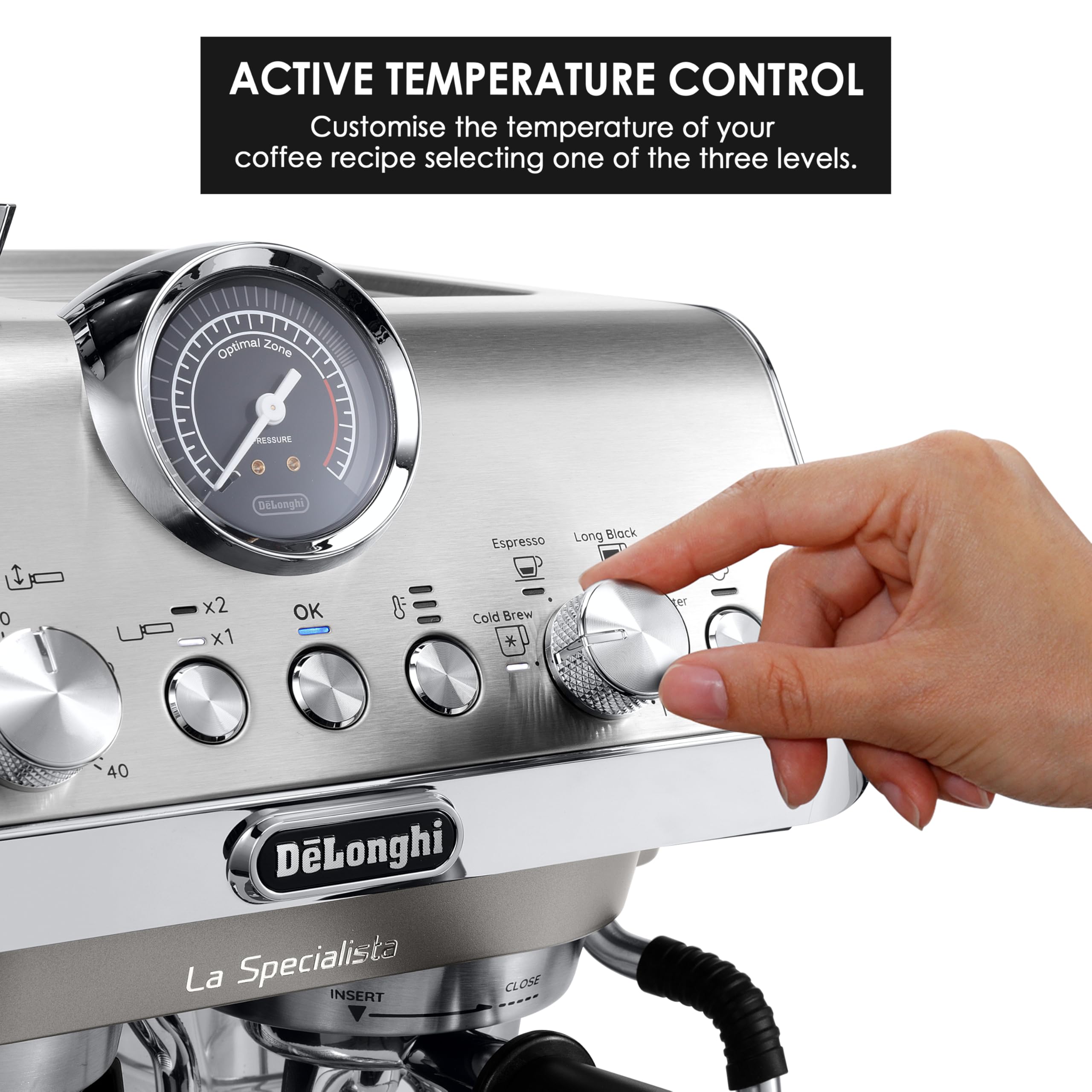 CaffeMecano - La Specialista Arte Evo, Machine à Café Espresso avec Fonction Cold Brew, Métal