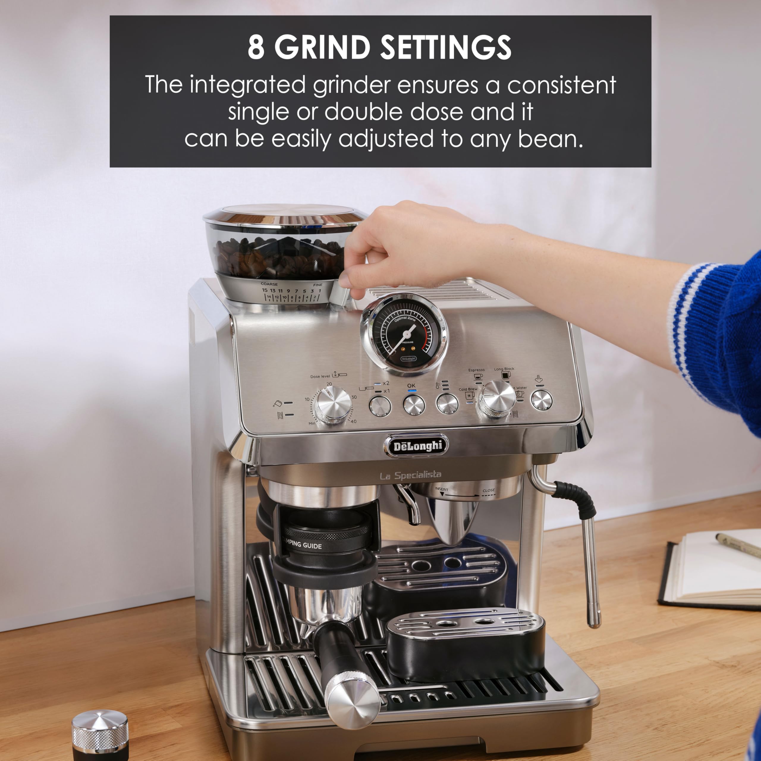 CaffeMecano - La Specialista Arte Evo, Machine à Café Espresso avec Fonction Cold Brew, Métal